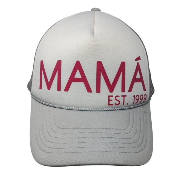 Mama Est. 1999 Snapback Rope Trucker Hat Gray One Size Mesh Back Dalix - Picture 1 of 10